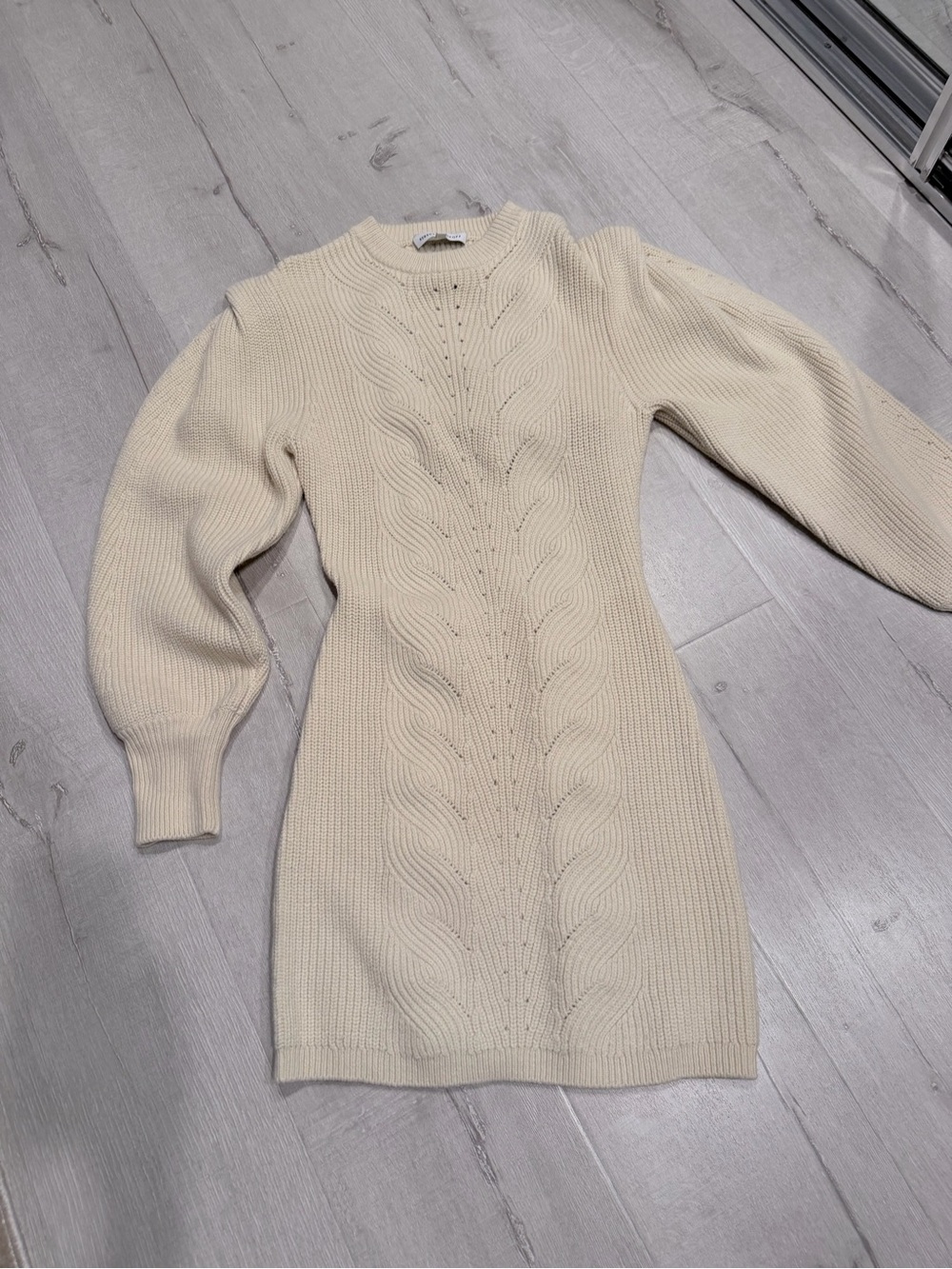Rebecca Minkoff Cream Cable-Knit Long Sleeve Dress